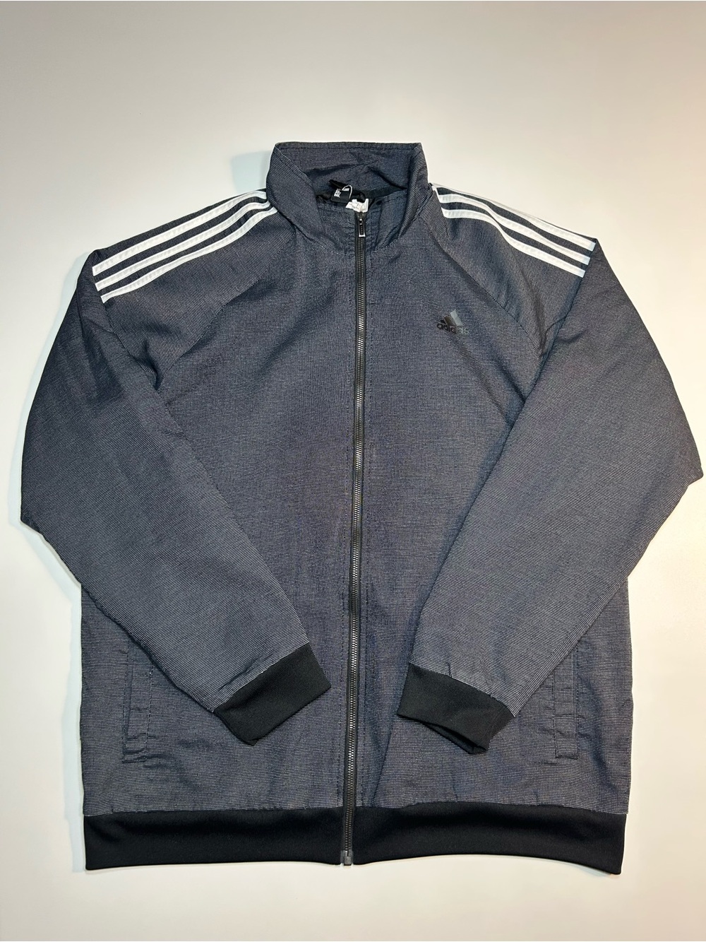 Adidas Originals Men's Denim Firebird Track Jacket Grey Pinstripe Zip Up